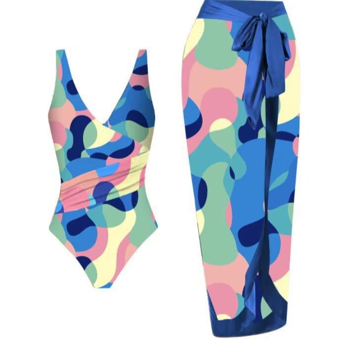 2024 Bikini Suit Lazada Printed Sunscreen Dress Beach Spring Holiday Swimwear - Image 5